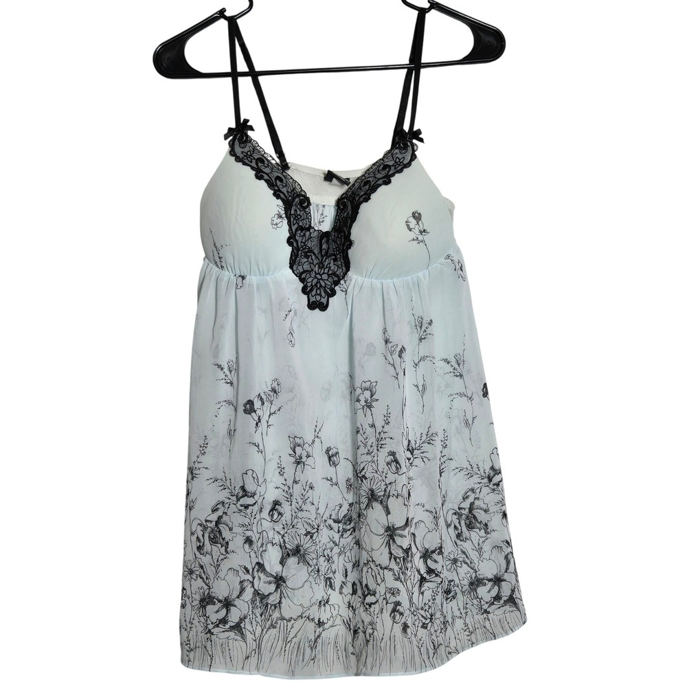 Floral Lace Babydoll Cami Top M Y2K Whimsigoth Coquette Romantic Dollette Fairy
